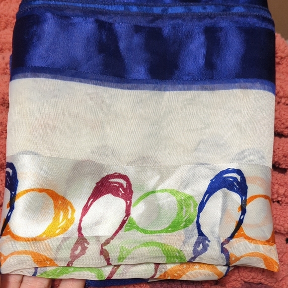 Coach Blue and Orange Patterned Scarf - Picture 4 of 4